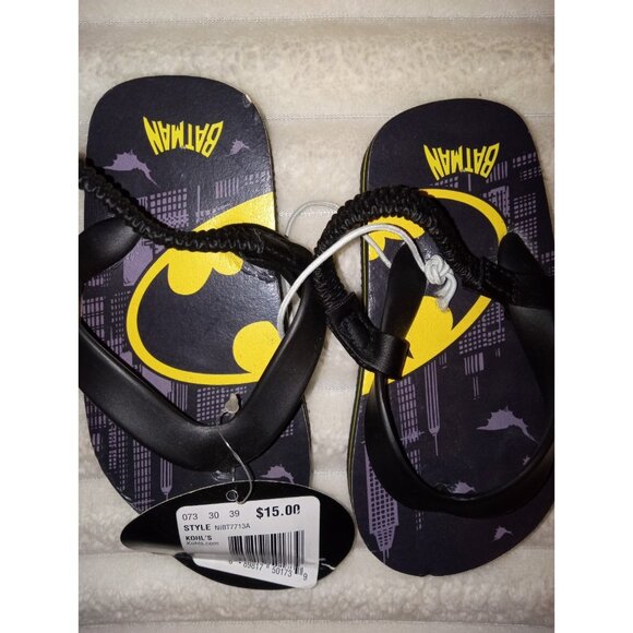 Batman Flip Flop Sandals Infant Baby Boy Size 5/6 New with Tags - Picture 1 of 4